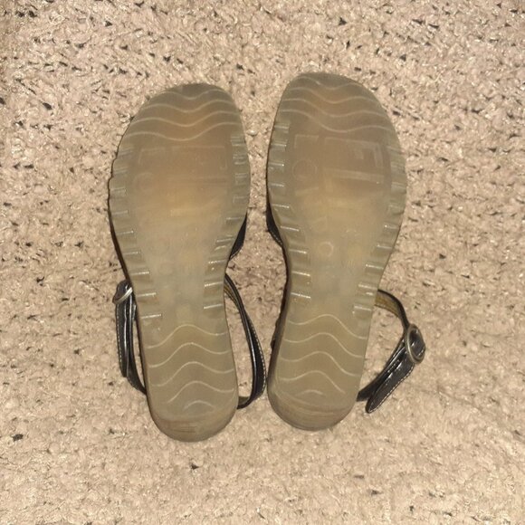 FLY LONDON-Black Studded Leather-Ankle Wrap Strap-Wedge-Sz 37-Excellent - Picture 7 of 7